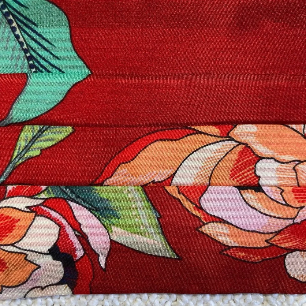 JOHNNY WAS NEW Red Floral Print 100% Silk Face Mask